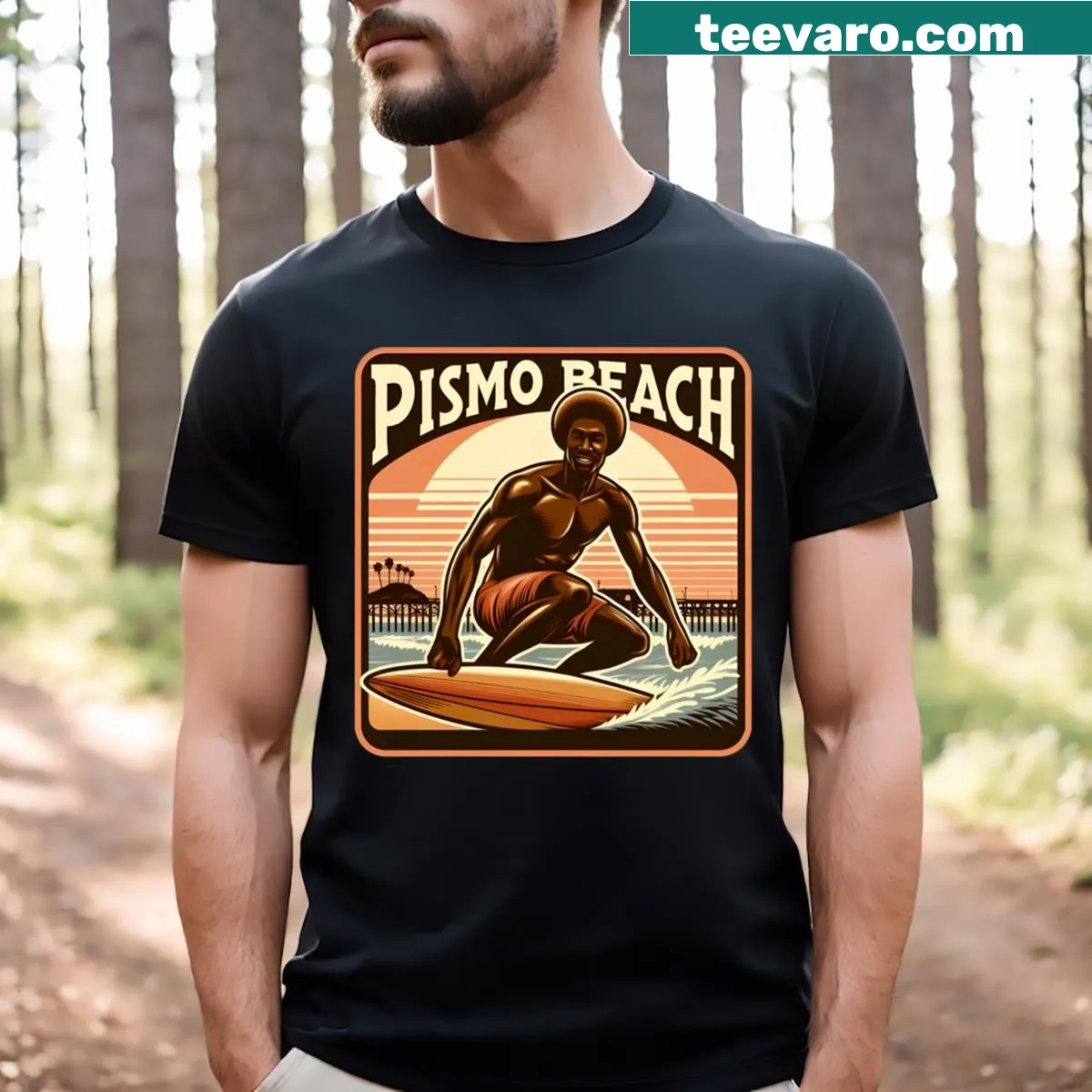 Illustration of Pismo Beach on a casual T-shirt — on a men's t-shirt