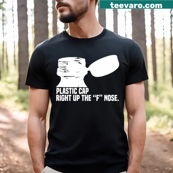 Typographic graphic about plastic cap sustainability in the EU on T-shirt