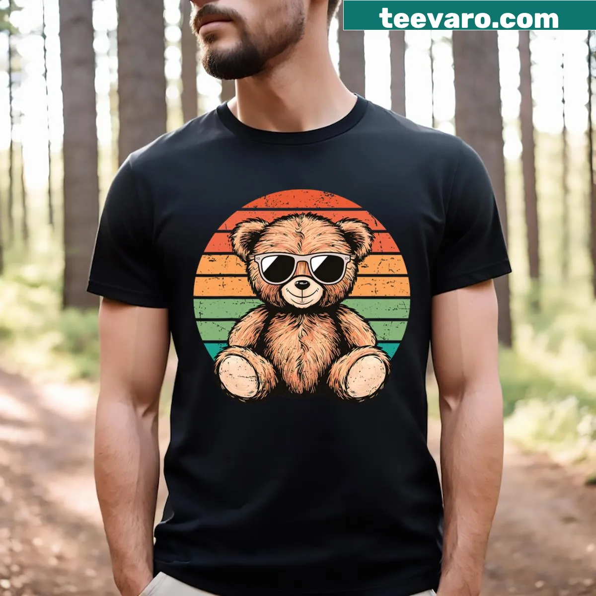 Cute retro teddy bear graphic on a casual t-shirt for kids — on a men's t-shirt