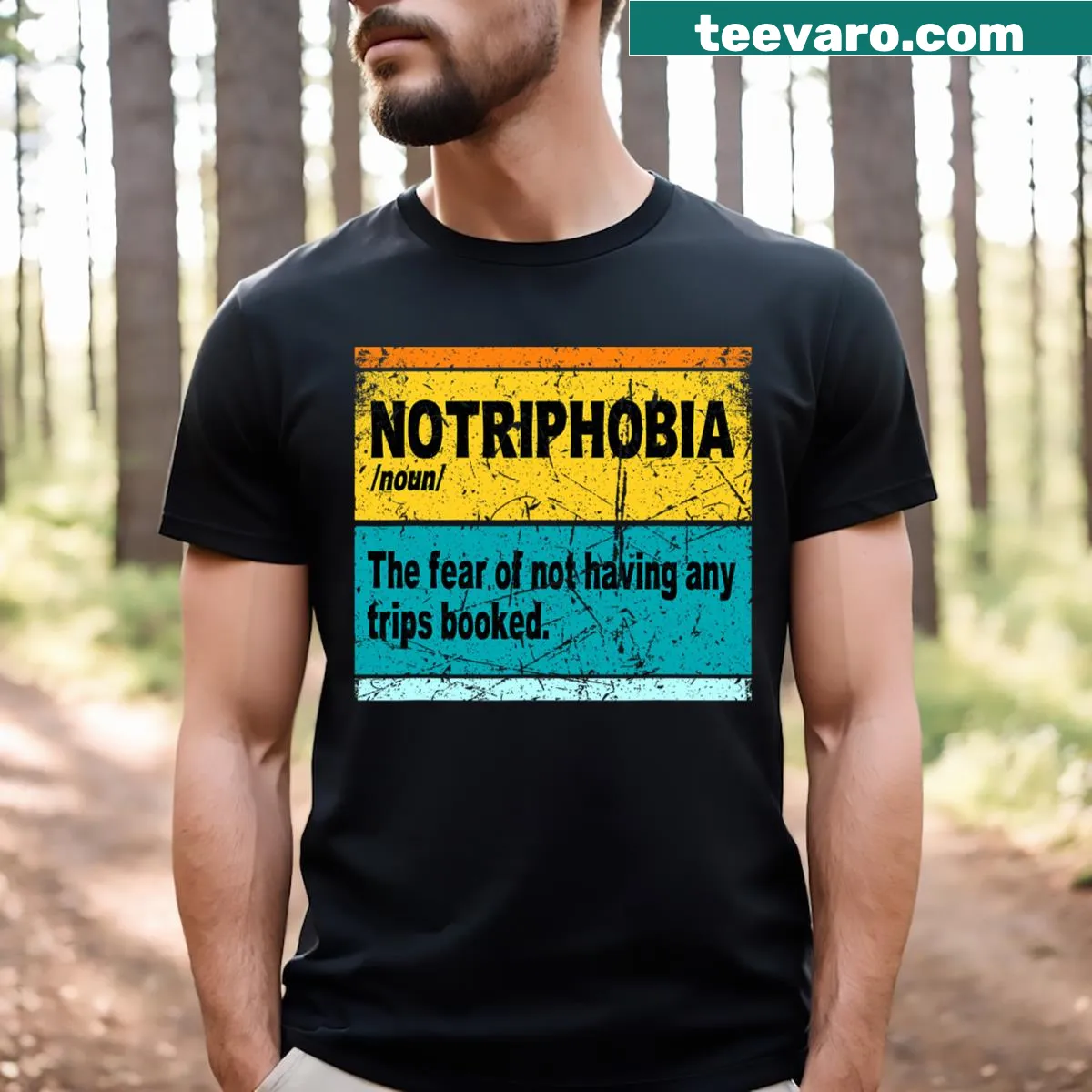 Vintage travel-themed graphic on a T-shirt — on a men's t-shirt