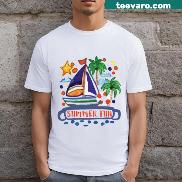 T-shirt featuring tropical wildlife and ocean scenes for summer lovers