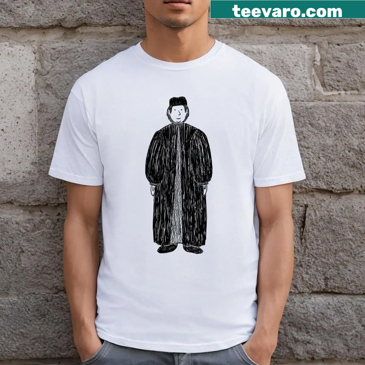 Minimalist Tito Vespasiano Strozzi emblem graphic t-shirt — on a men's t-shirt
