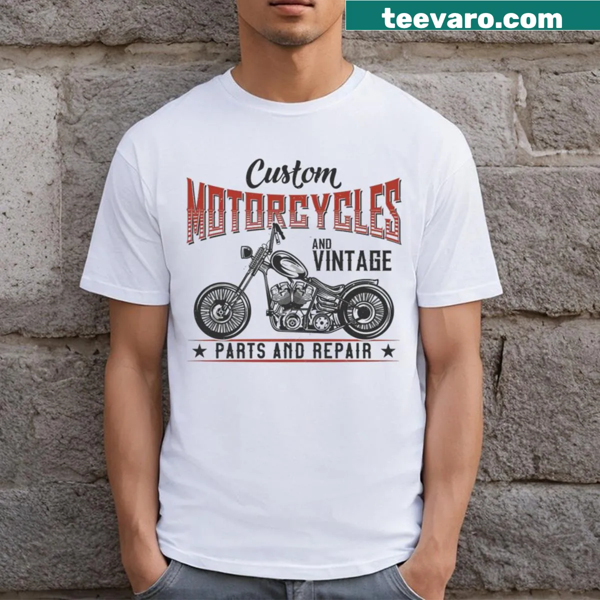 Vintage motorcycle graphic on t-shirt — on a men's t-shirt