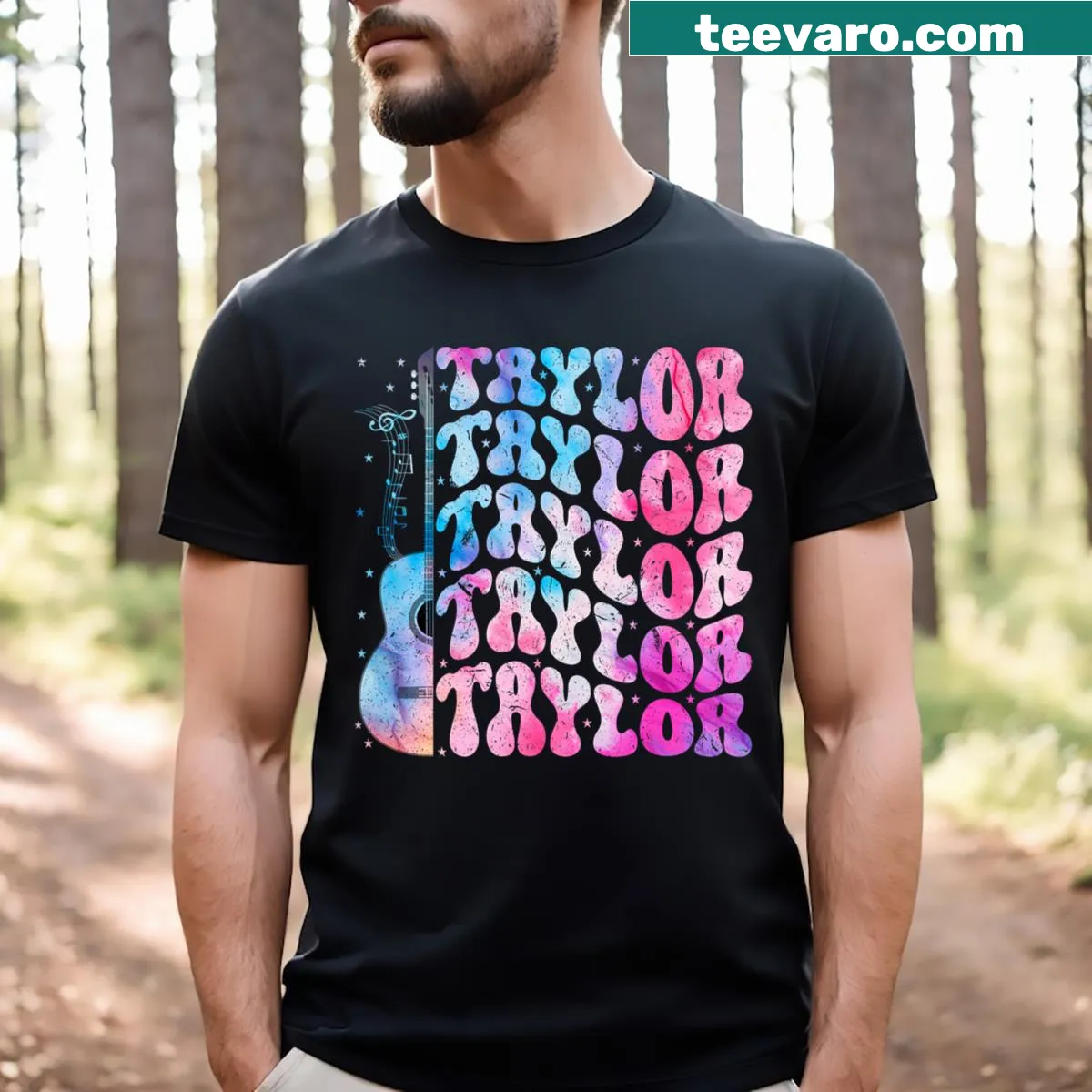 Vintage personalized Taylor birthday t-shirt with groovy text — on a men's t-shirt