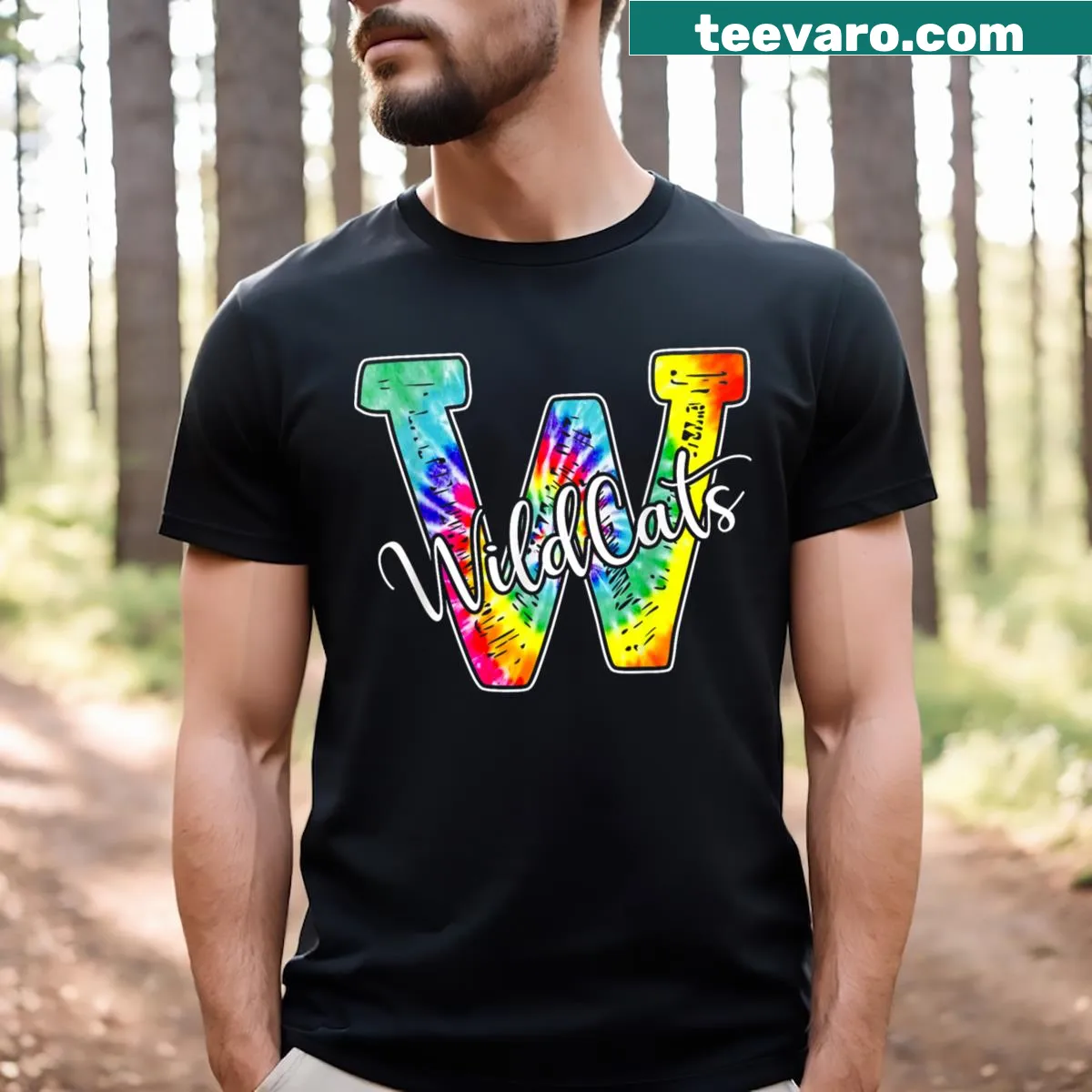 Wildcats-themed T-shirt for girls with spirited illustrations — on a men's t-shirt