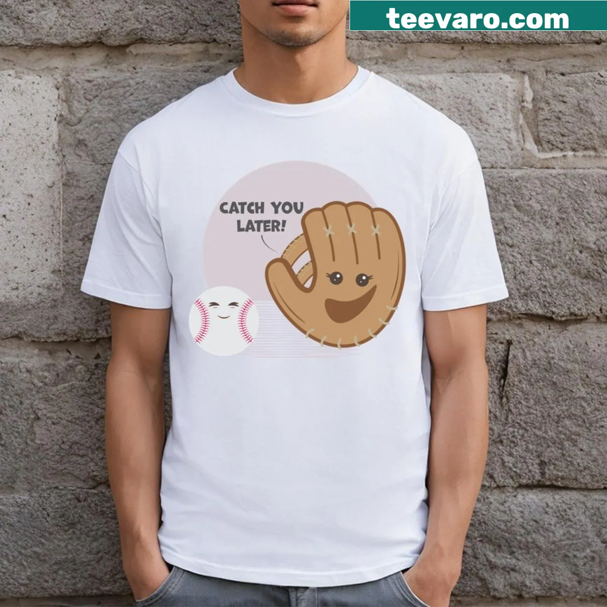 Cute cartoon baseball glove design for kids' t-shirt — on a men's t-shirt
