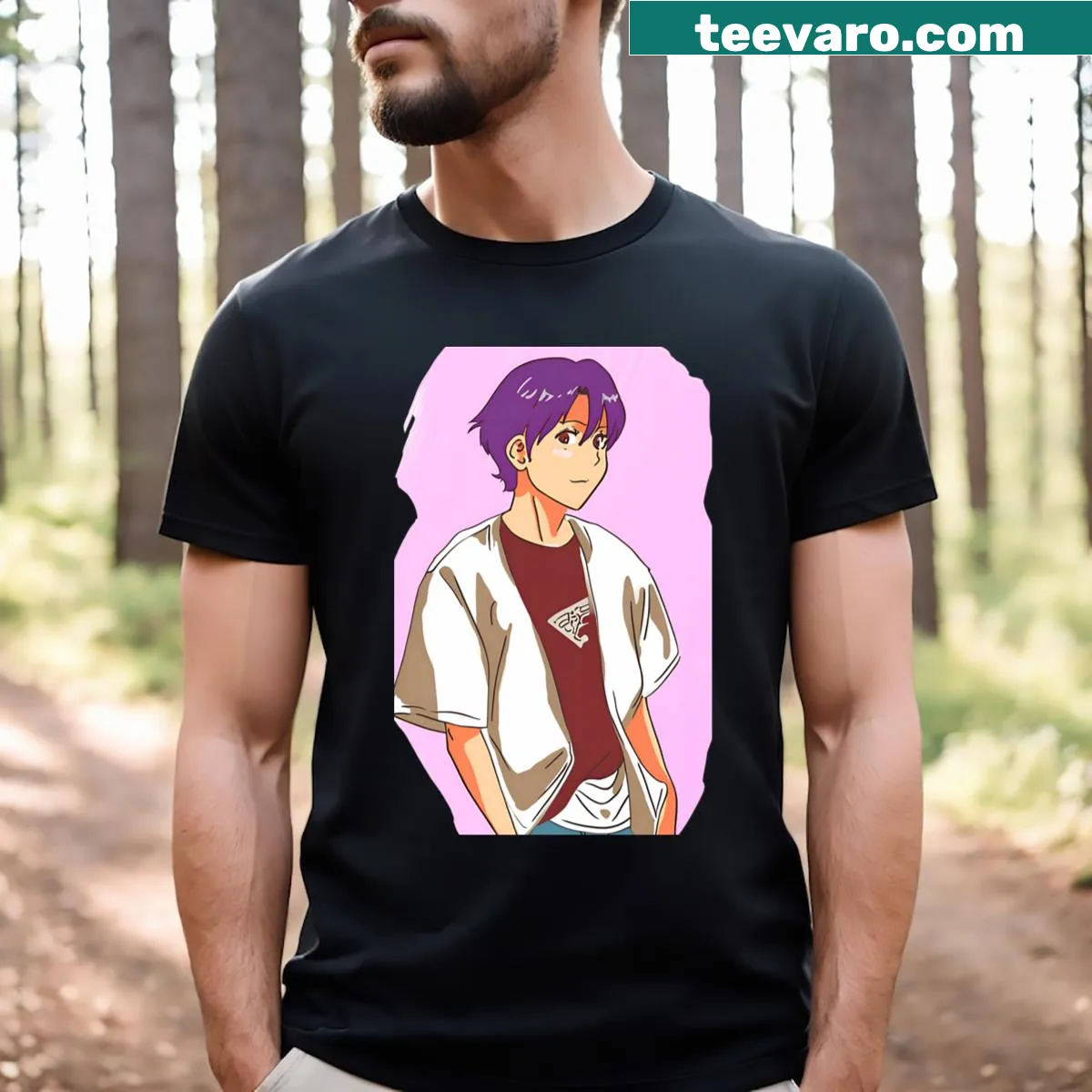 Casual anime-themed t-shirt with playful design — on a men's t-shirt