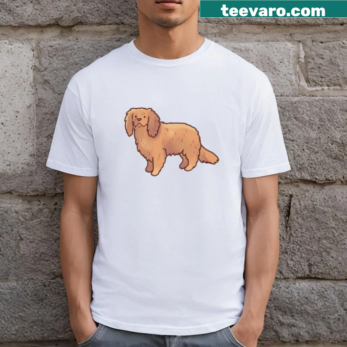 Illustration of a Cavalier King Charles Spaniel on a t-shirt — on a men's t-shirt