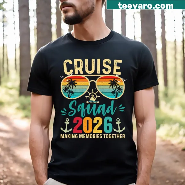 Illustrated T-shirt celebrating cruise adventures with friends