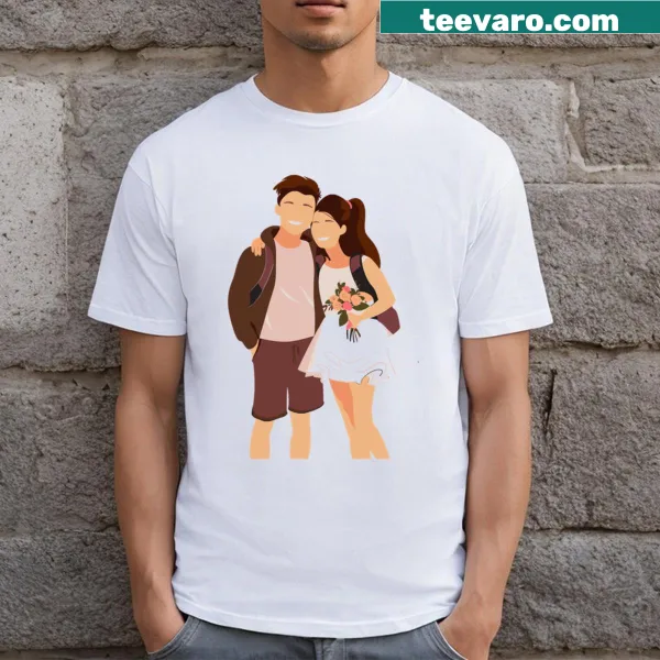 Typographical cute couple t-shirt expressing love