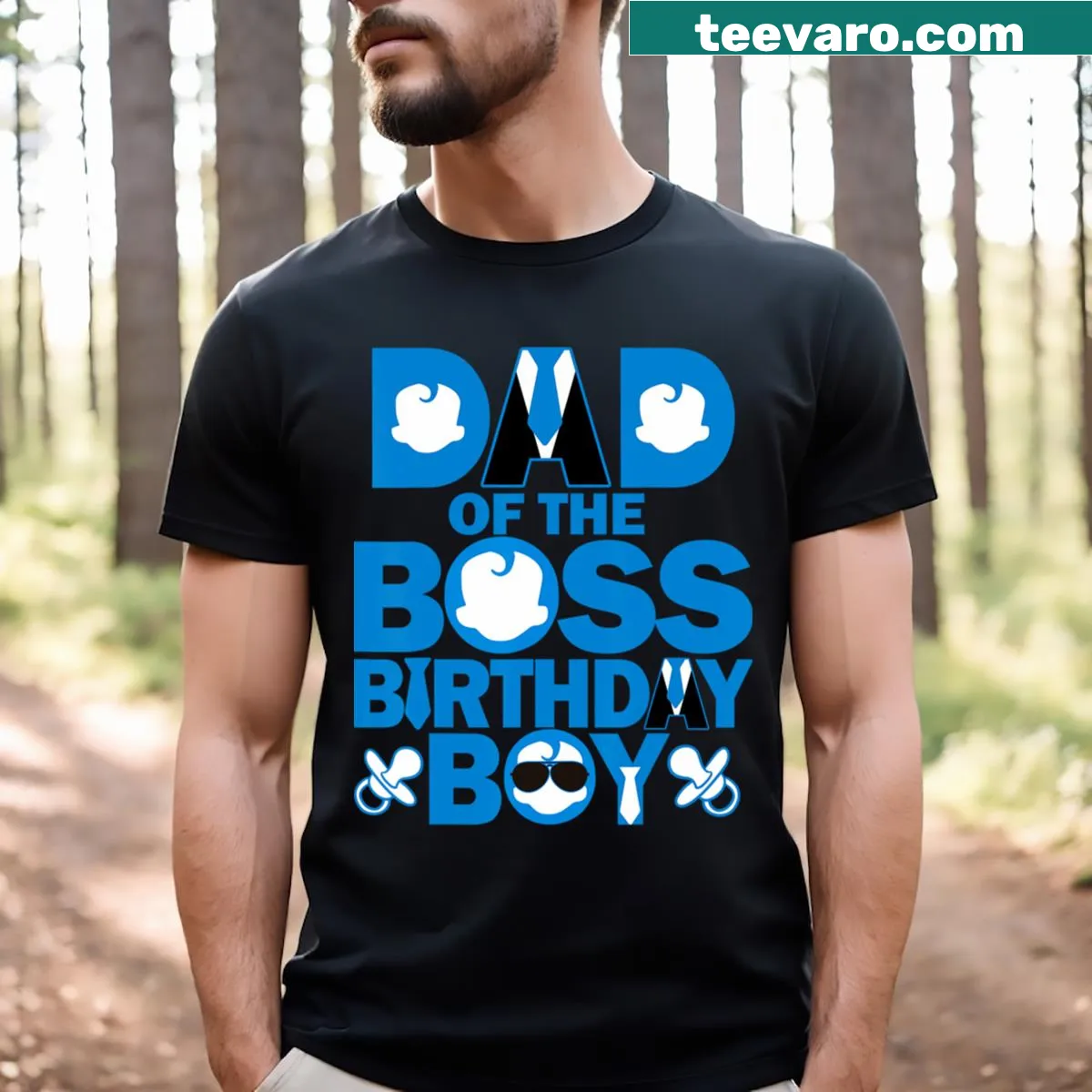 Humorous birthday T-shirt for dads with Boss-themed text — on a men's t-shirt