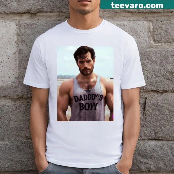 Cartoon graphic of Henry Cavill on Daddy Boyy T-shirt