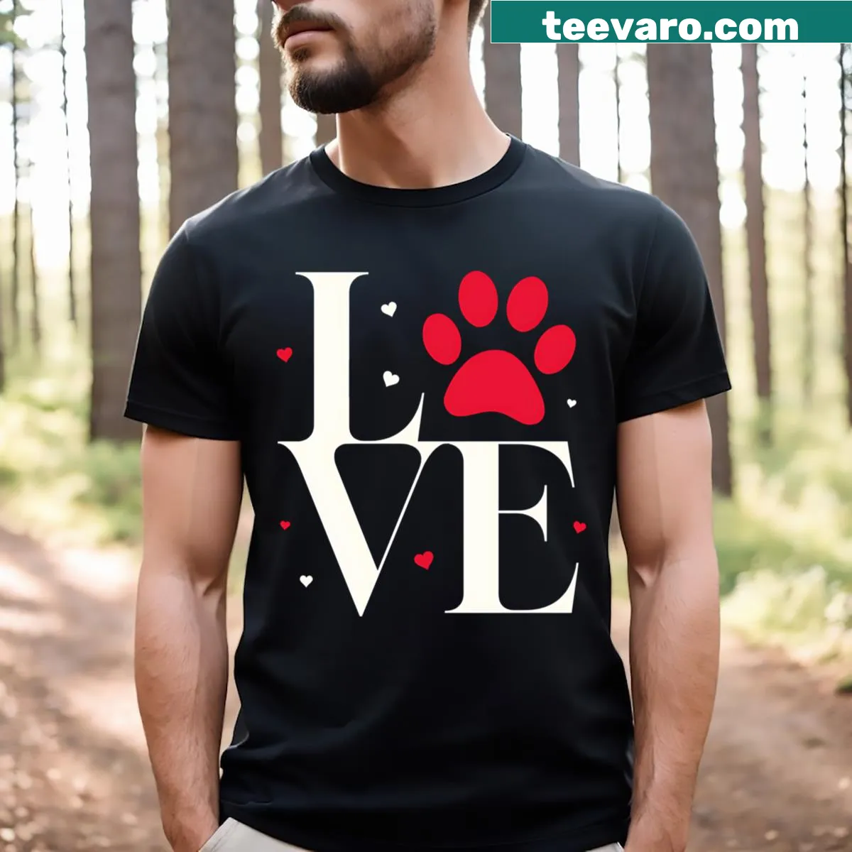 T-shirt with a heartwarming 'Dog Love' typography design — on a men's t-shirt
