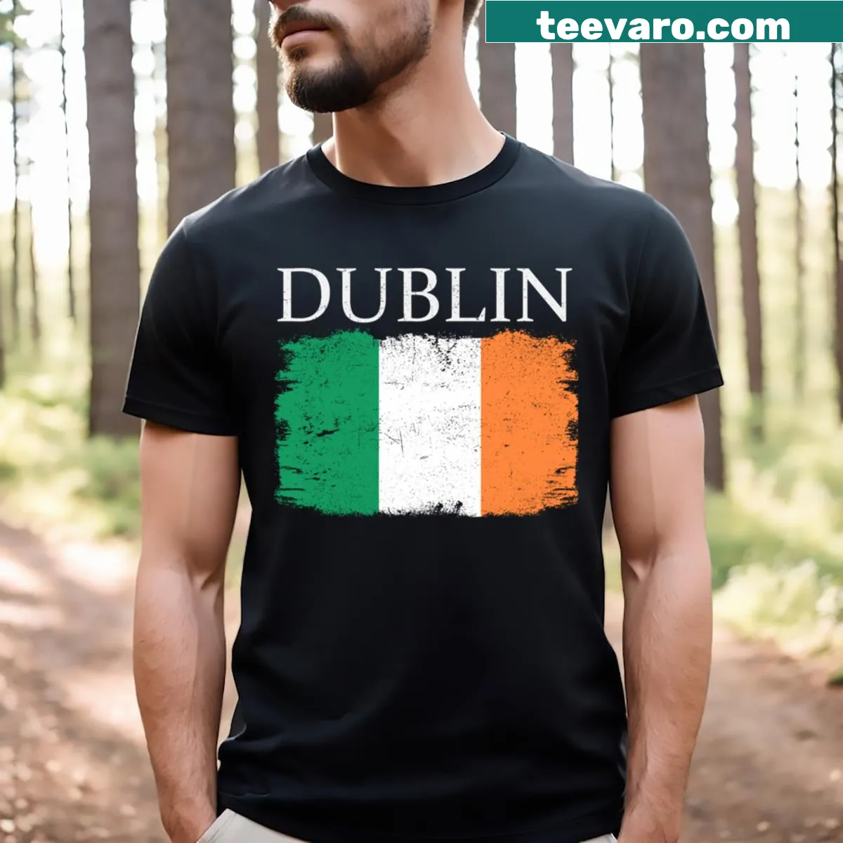 Emblematic T-shirt featuring the Dublin Ireland flag design — on a men's t-shirt