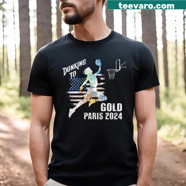 Dynamic dunking basketball player graphic for Paris 2024