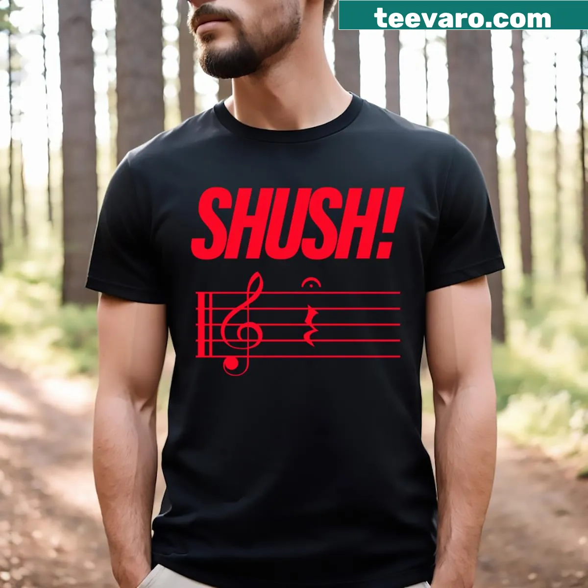 Humorous pianist t-shirt with playful musical references — on a men's t-shirt