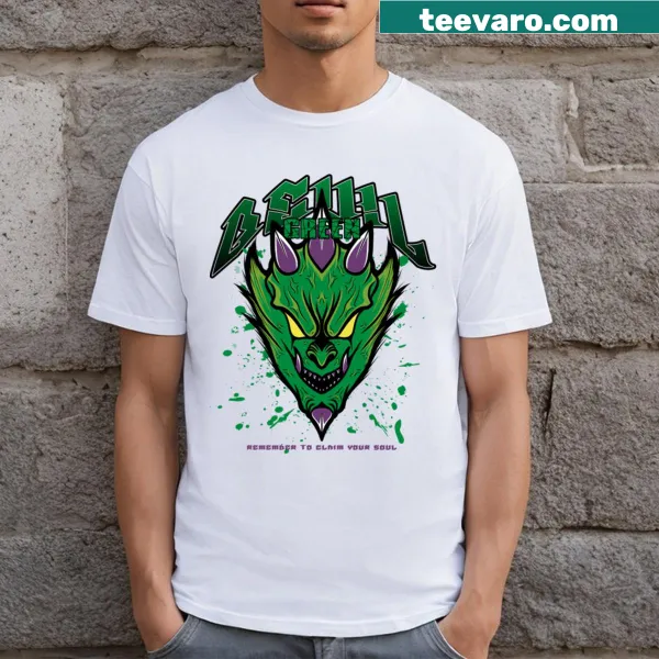 Minimalist green devil silhouette on a T-shirt