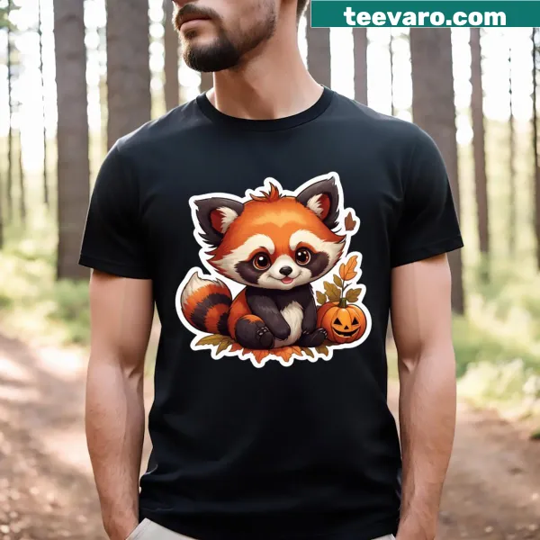 Cute Halloween t-shirt with a cartoon red panda design