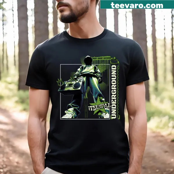Bold typography on a hip hop underground rap t-shirt
