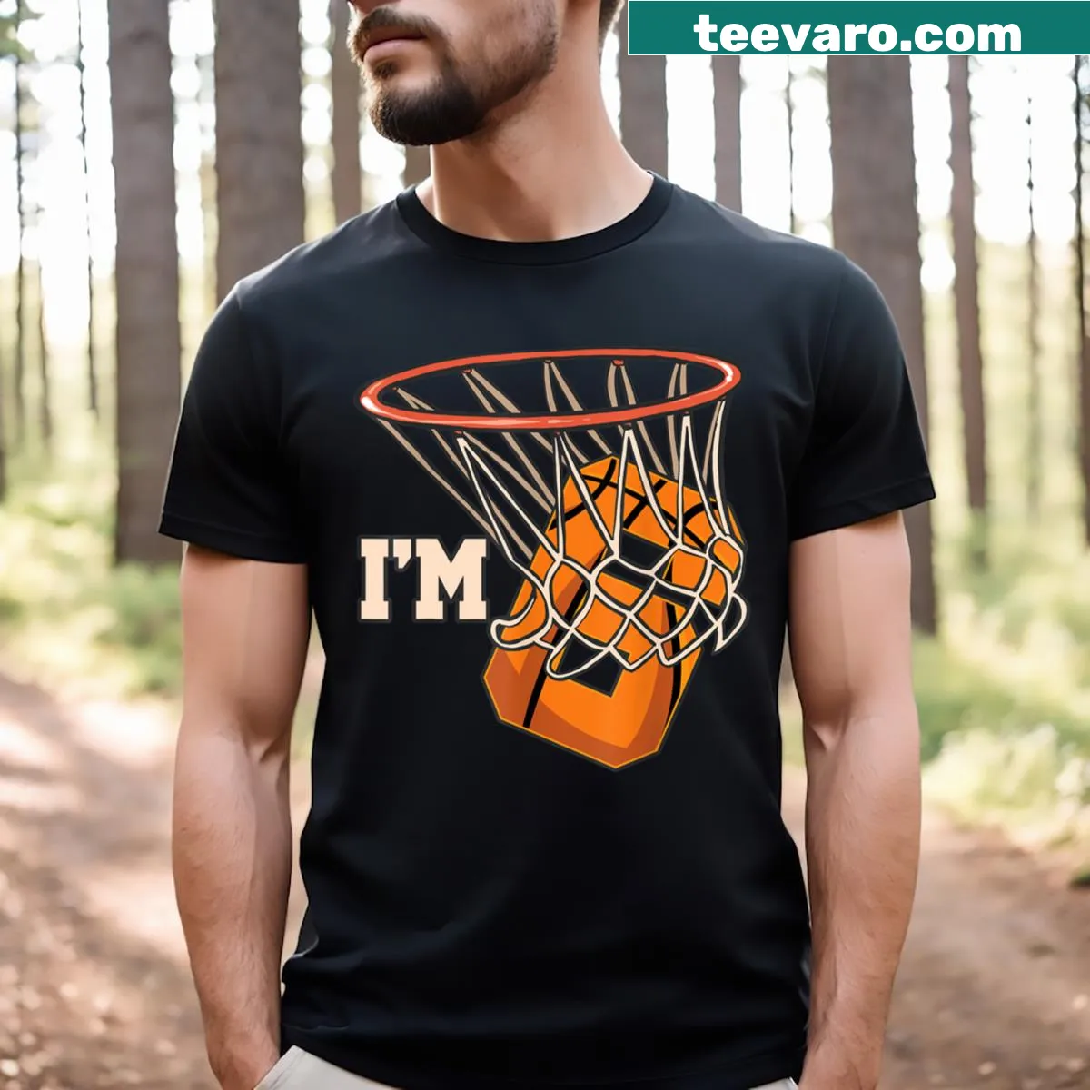 Birthday T-shirt featuring a fun basketball graphic for kids turning six — on a men's t-shirt