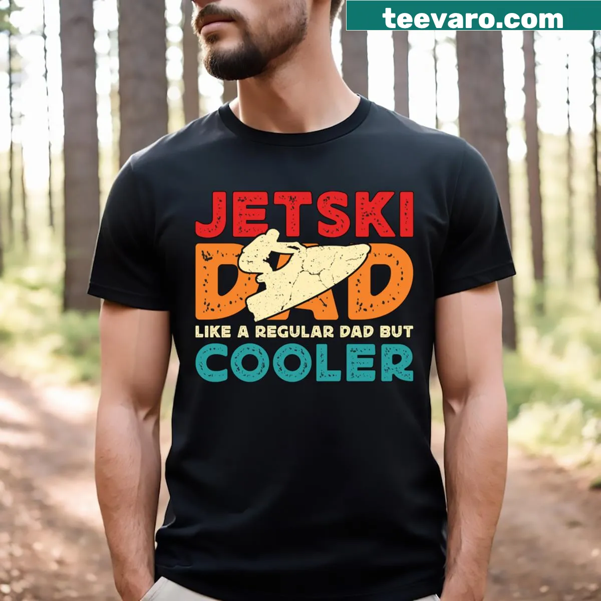 Fun typography T-shirt for jet skiing dads with humorous text. — on a men's t-shirt