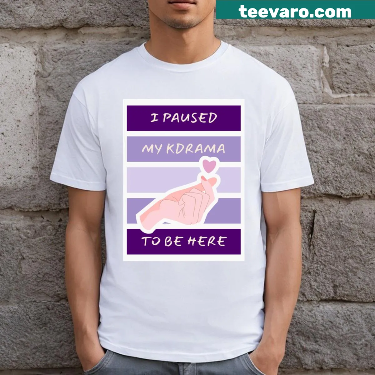 T-shirt celebrating K-drama culture with a fun graphic — on a men's t-shirt