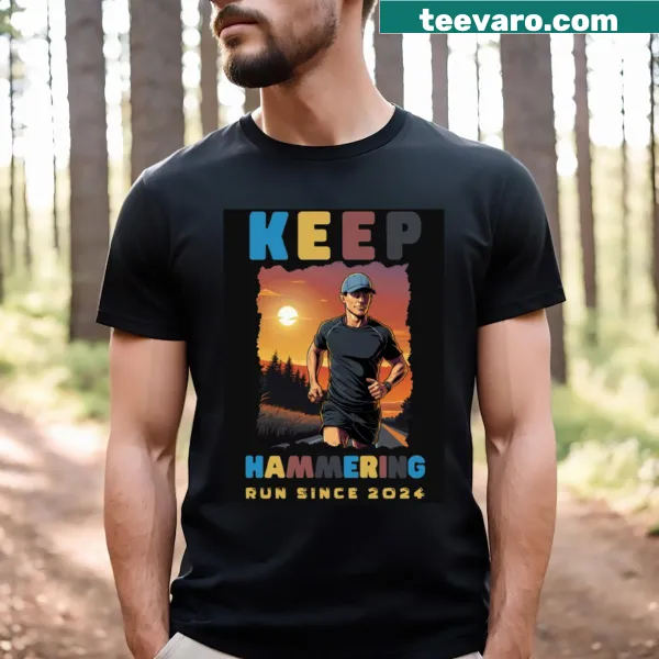 Inspirational T-shirt featuring the phrase Keep Hammering