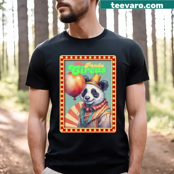 T-shirt featuring a playful panda in a circus setting.