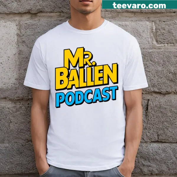 Mrballen podcast logo T-shirt with bold typography