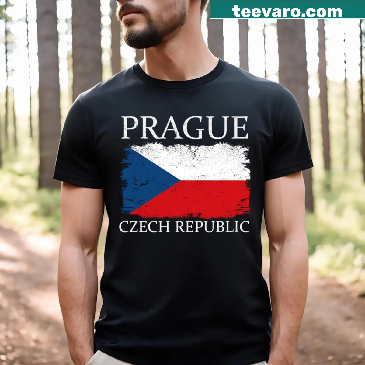 Illustration of Czech Republic flag on T-shirt for Prague tourists — on a men's t-shirt