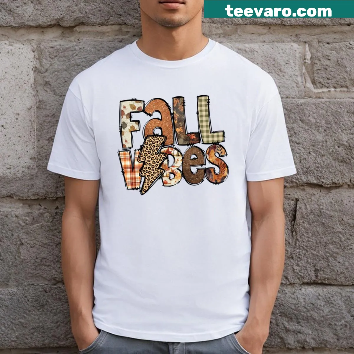 Vintage-style T-shirt celebrating autumn vibes and fall season — on a men's t-shirt
