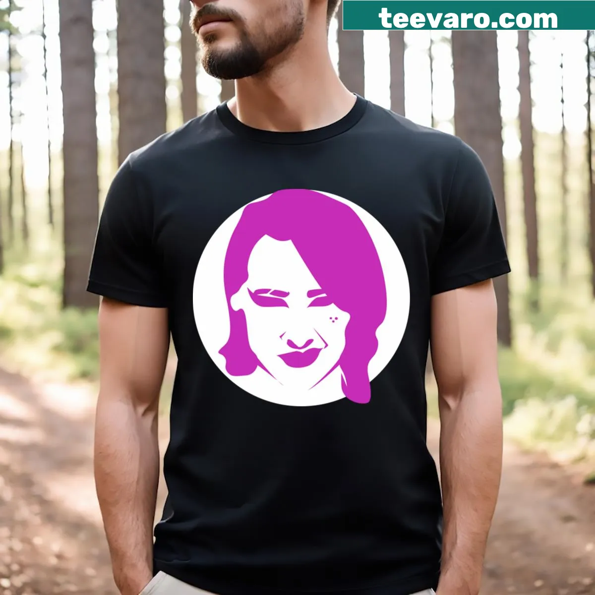 Fan-made Rhea Ripley face illustration t-shirt — on a men's t-shirt