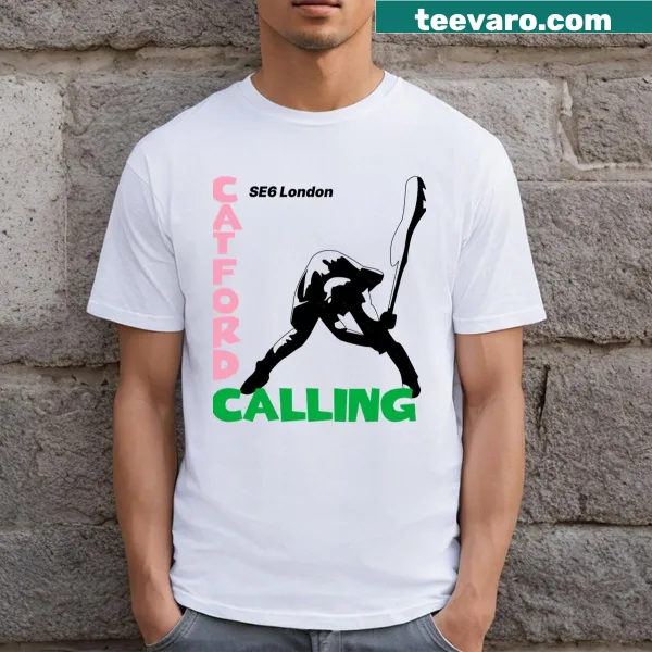 Illustrated graphic representing Catford on T-shirt