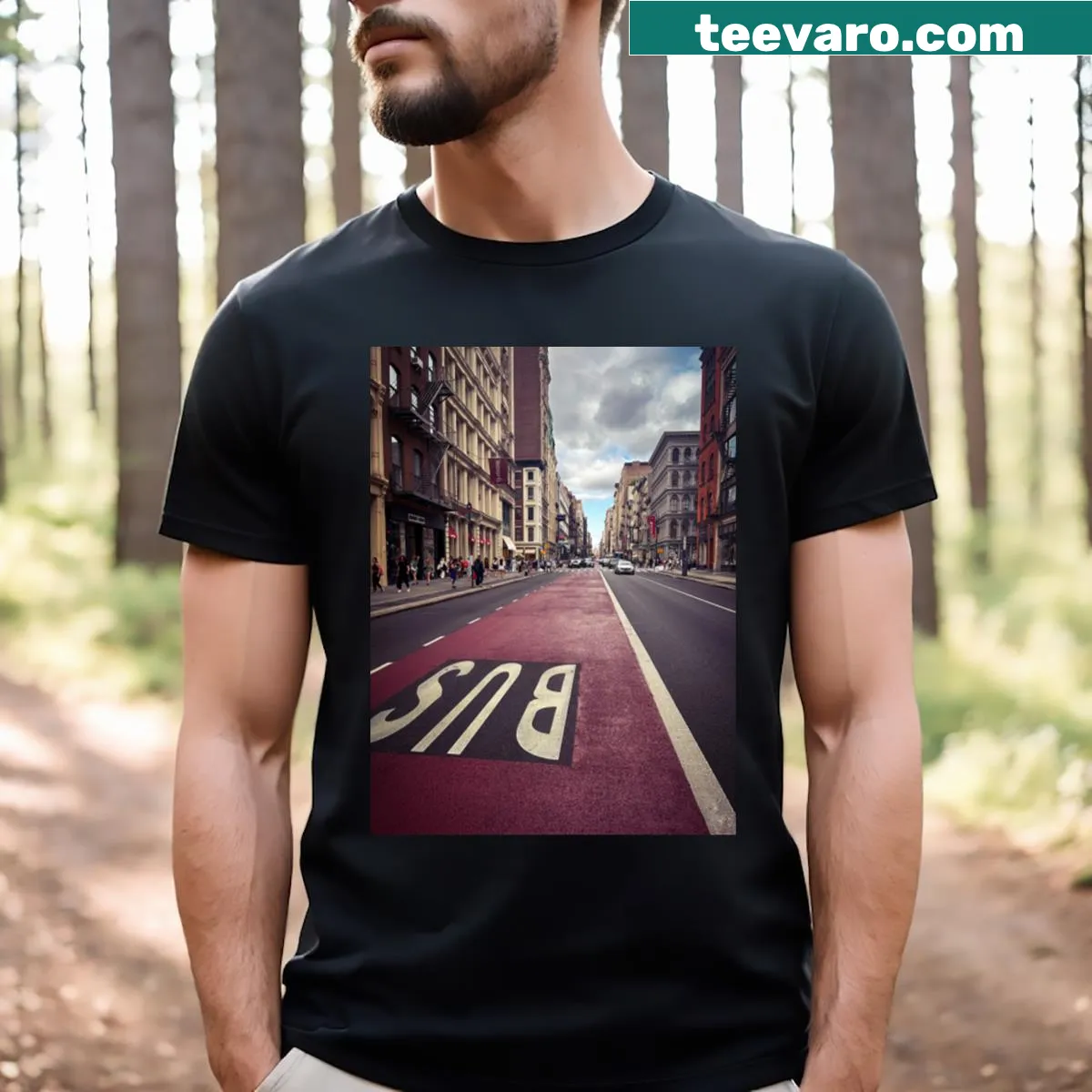 T-shirt featuring Soho Broadway Manhattan NYC design — on a men's t-shirt