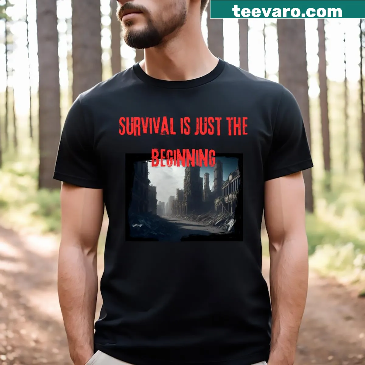 Cry Of Fear t-shirt with bold survival slogan — on a men's t-shirt