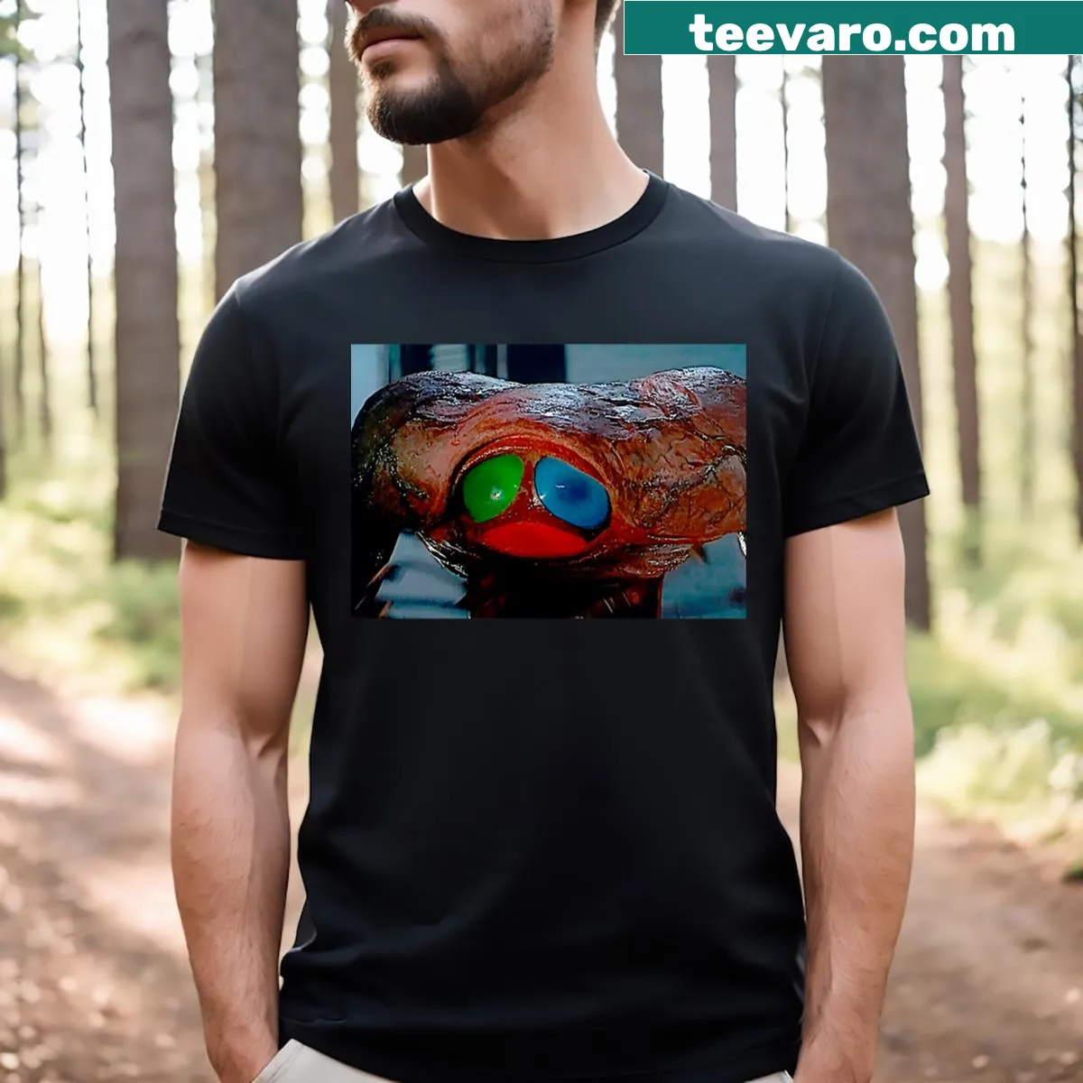 Typographic T-shirt celebrating 1953's best extraterrestrial in cinema. — on a men's t-shirt