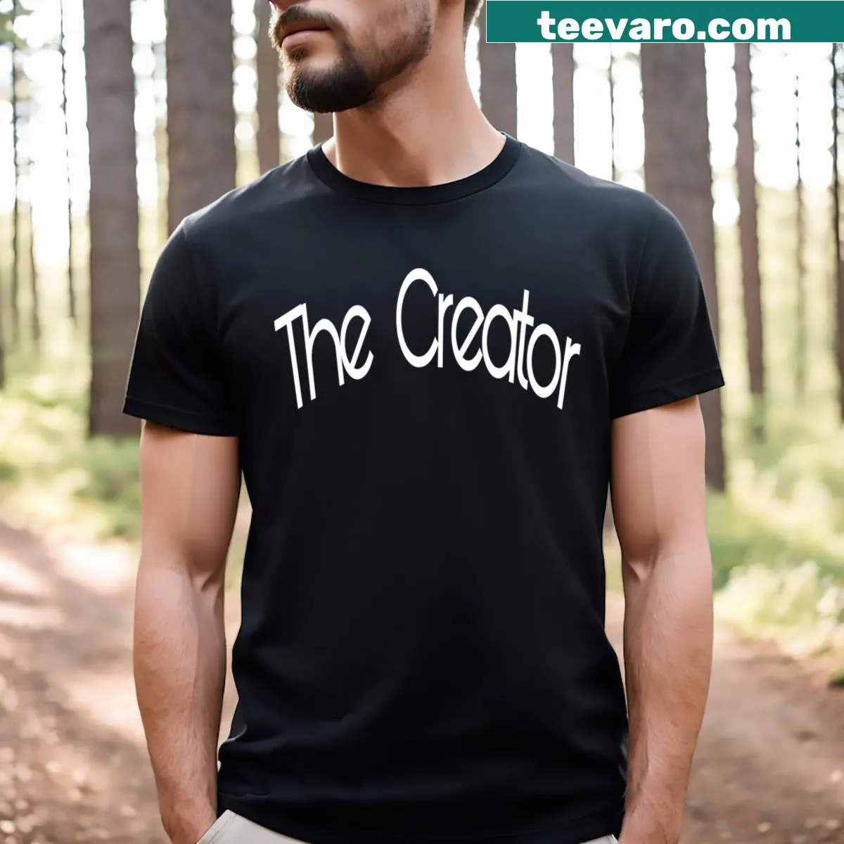 Inspirational T-shirt with bold typography encouraging creativity — on a men's t-shirt