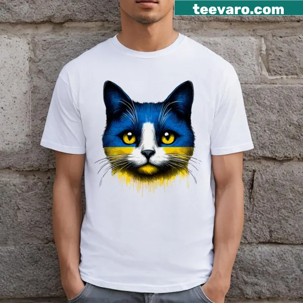 Cute cat face t-shirt representing Ukraine
