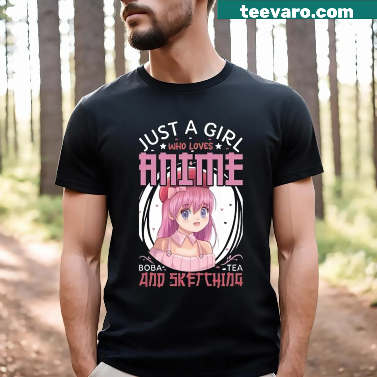 Anime-themed 'Who Loves Hero' graphic t-shirt — on a men's t-shirt