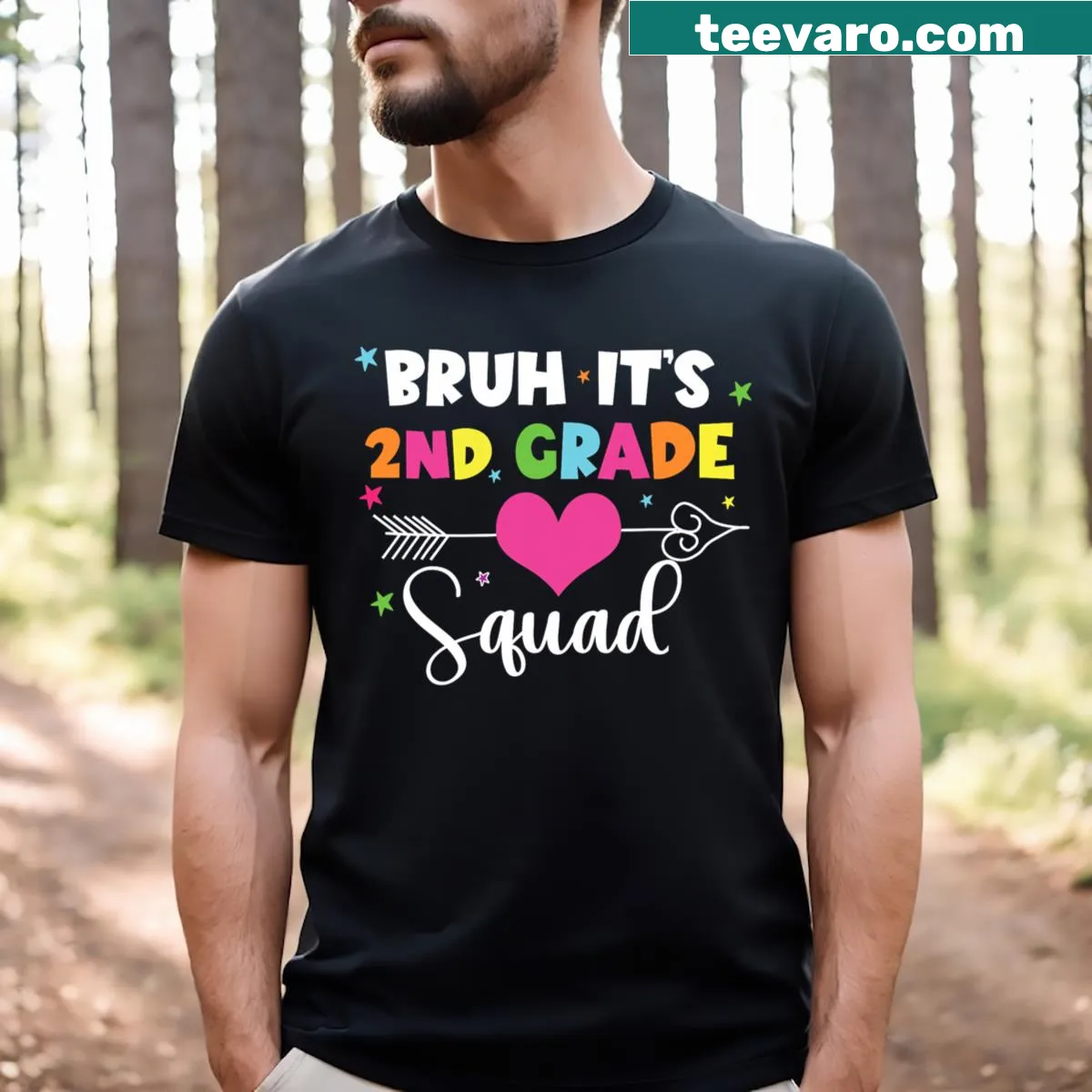 Funny 'Bruh 2nd Grade Squad' text on a kids t-shirt — on a men's t-shirt