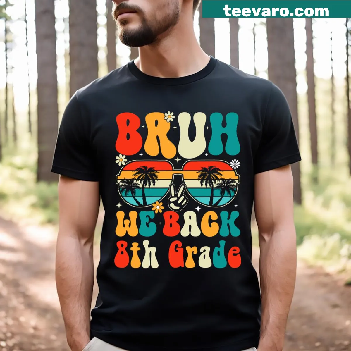 Retro back to school t-shirt with We Back text — on a men's t-shirt