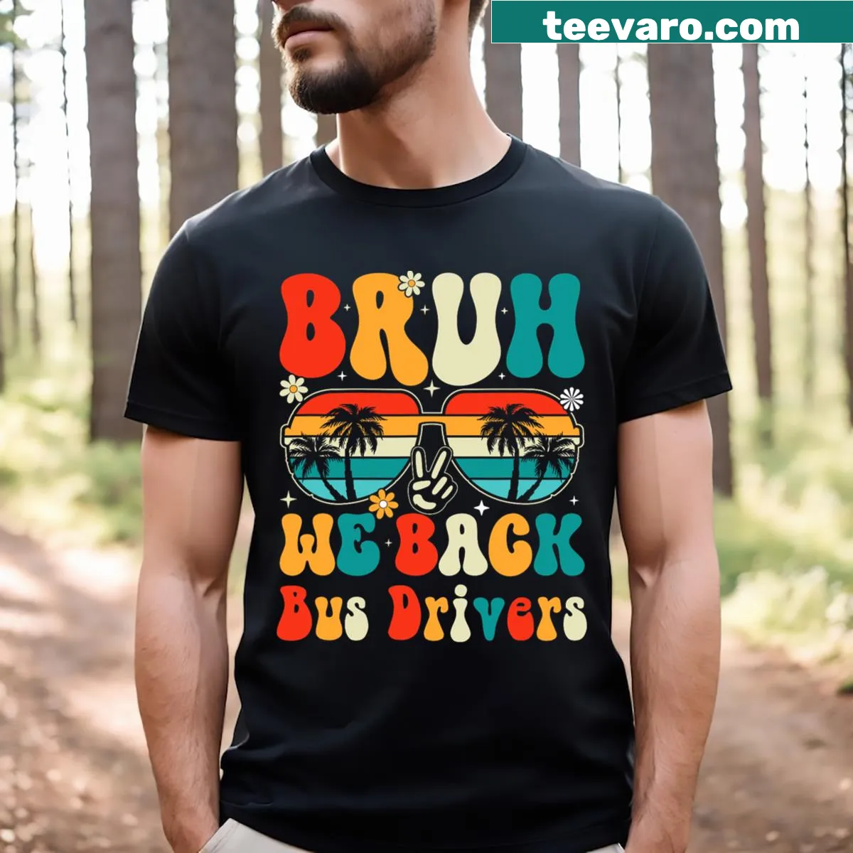 Retro bus drivers back to school t-shirt — on a men's t-shirt