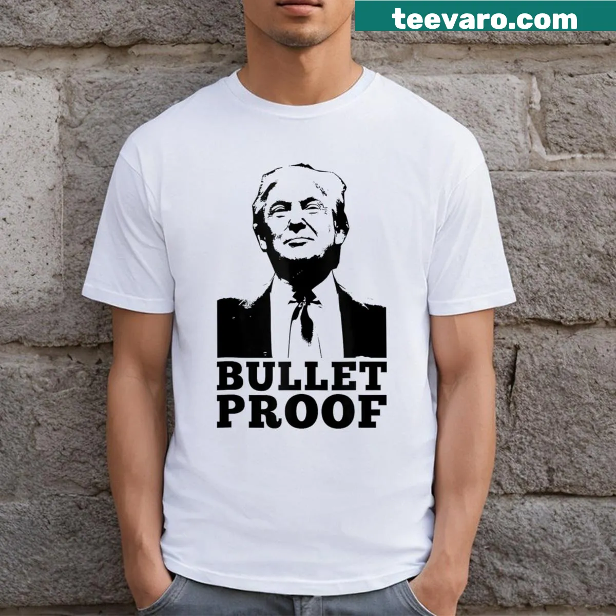 Trump President t-shirt with bold print — on a men's t-shirt