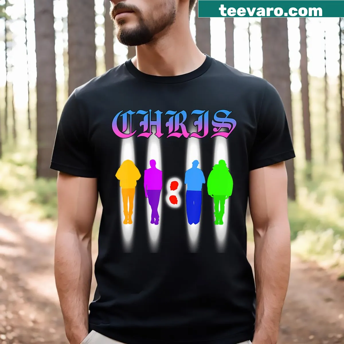 Personalized T-shirt featuring the name Chris in a simple font — on a men's t-shirt