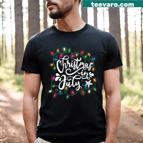 Funny T-shirt with Christmas lights graphic for summer