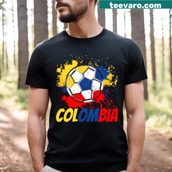 Soccer-themed T-shirt with Colombian flag graphic