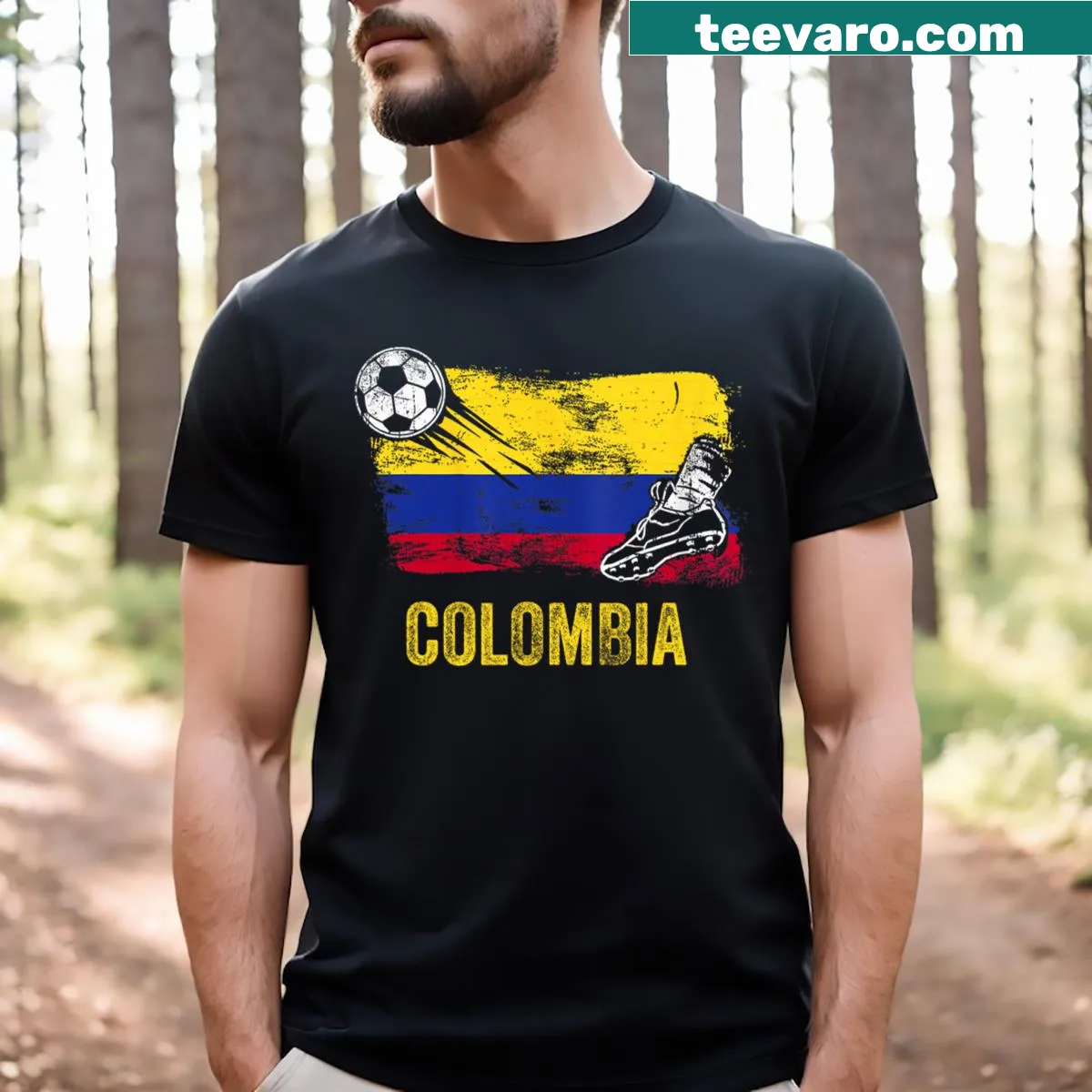 Colombia soccer mom t-shirt with fan gallery text — on a men's t-shirt