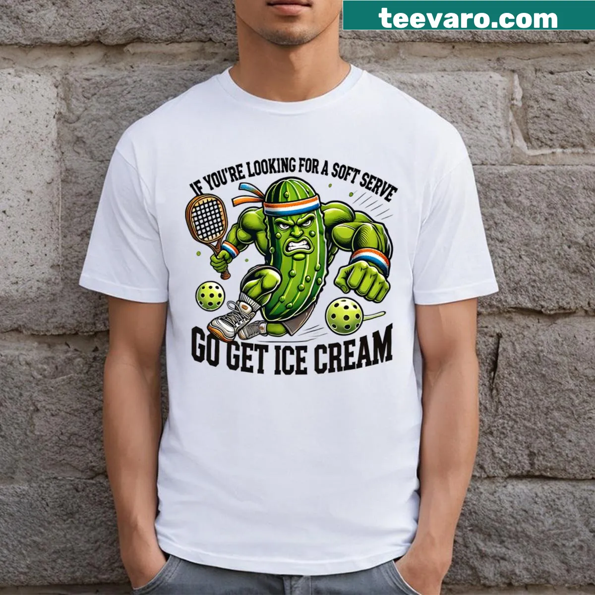 Funny pickleball-themed t-shirt for dads and grandpas — on a men's t-shirt