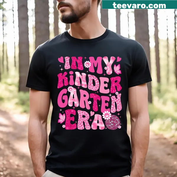 Cute T-shirt for girls celebrating kindergarten with playful illustrations