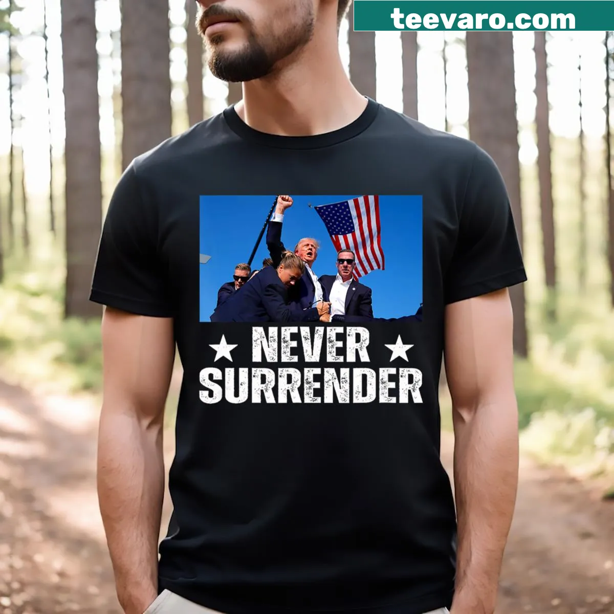 Supportive typography design for President Trump — on a men's t-shirt